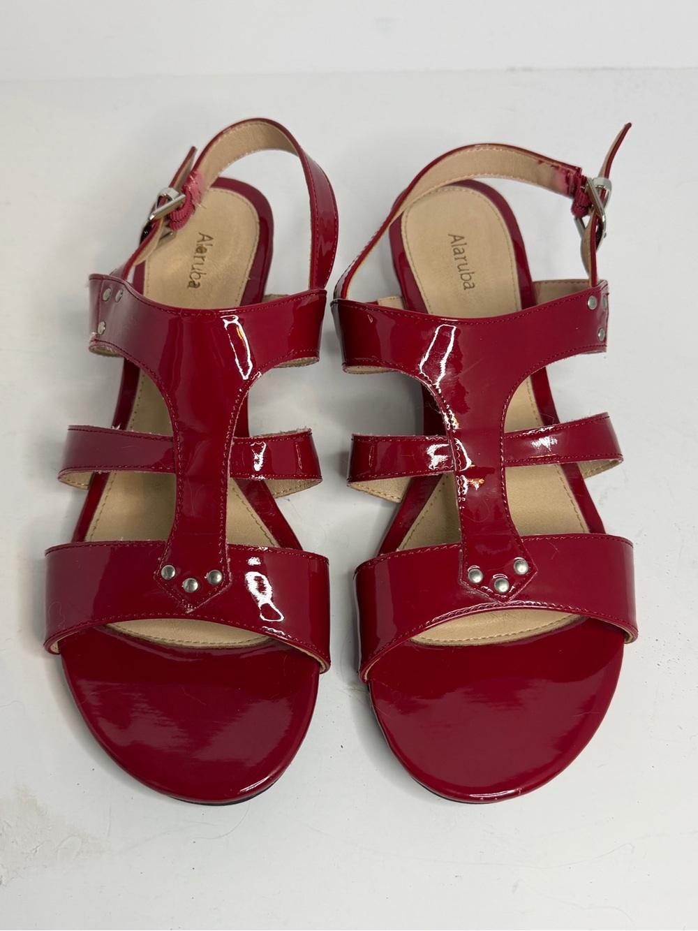 Red Patent Leather Strappy Women's Sandals